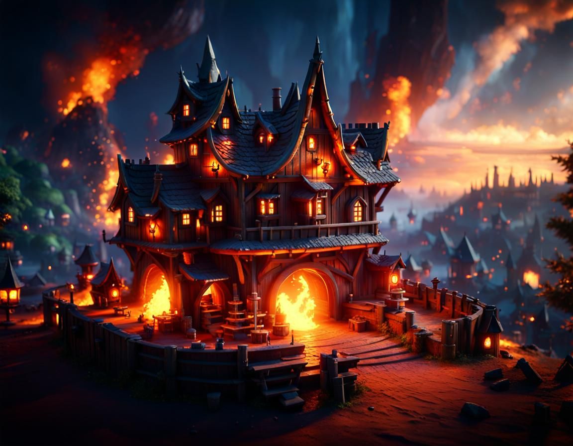 Fiery Forge in Fairytale Village: Unreal Engine Masterpiece