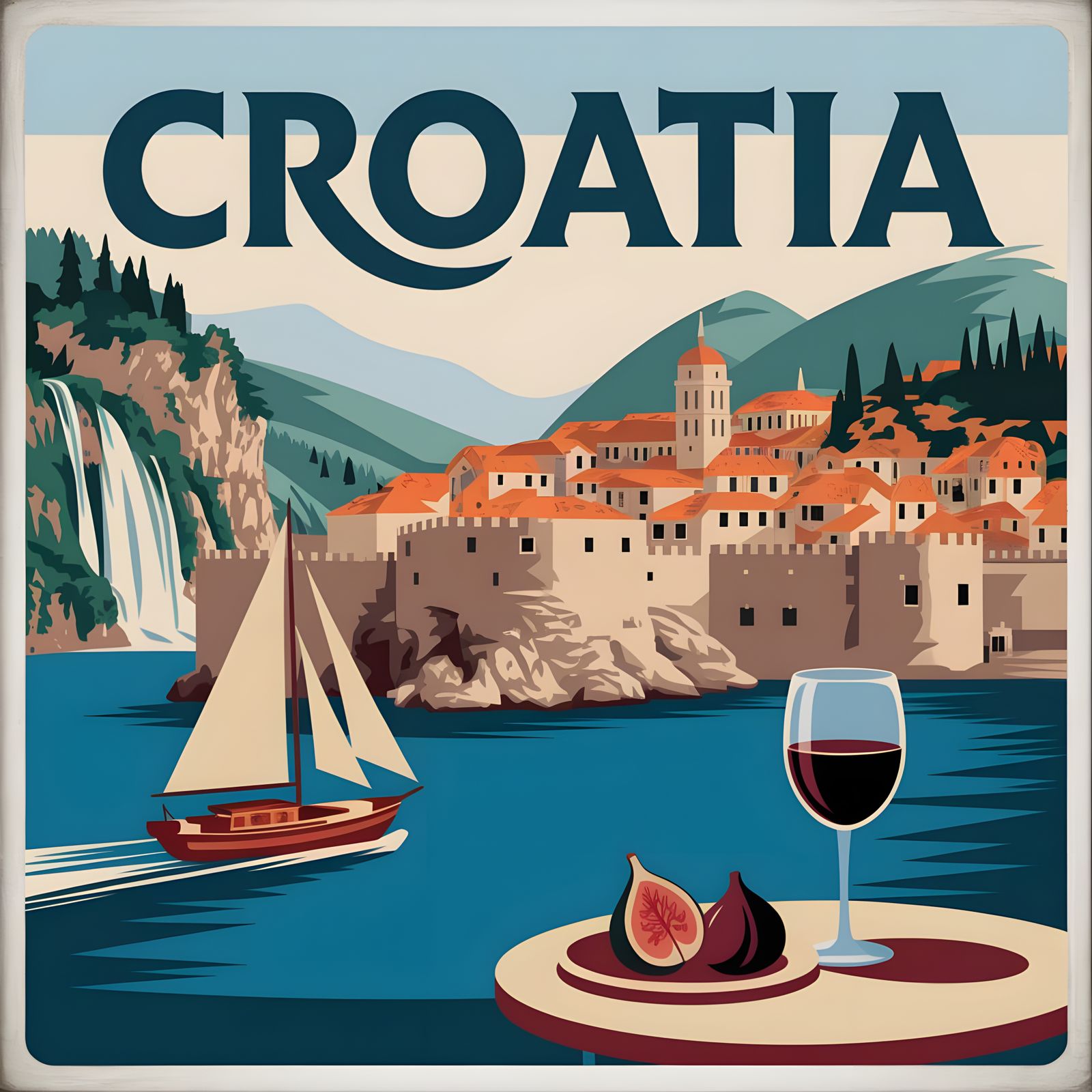 Vintage Travel Poster of Croatia's Adriatic Coast