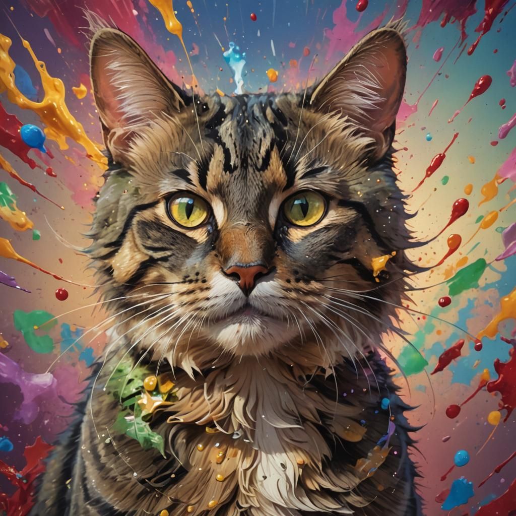 Hyperrealistic Commander Catnip Splash Art Concept