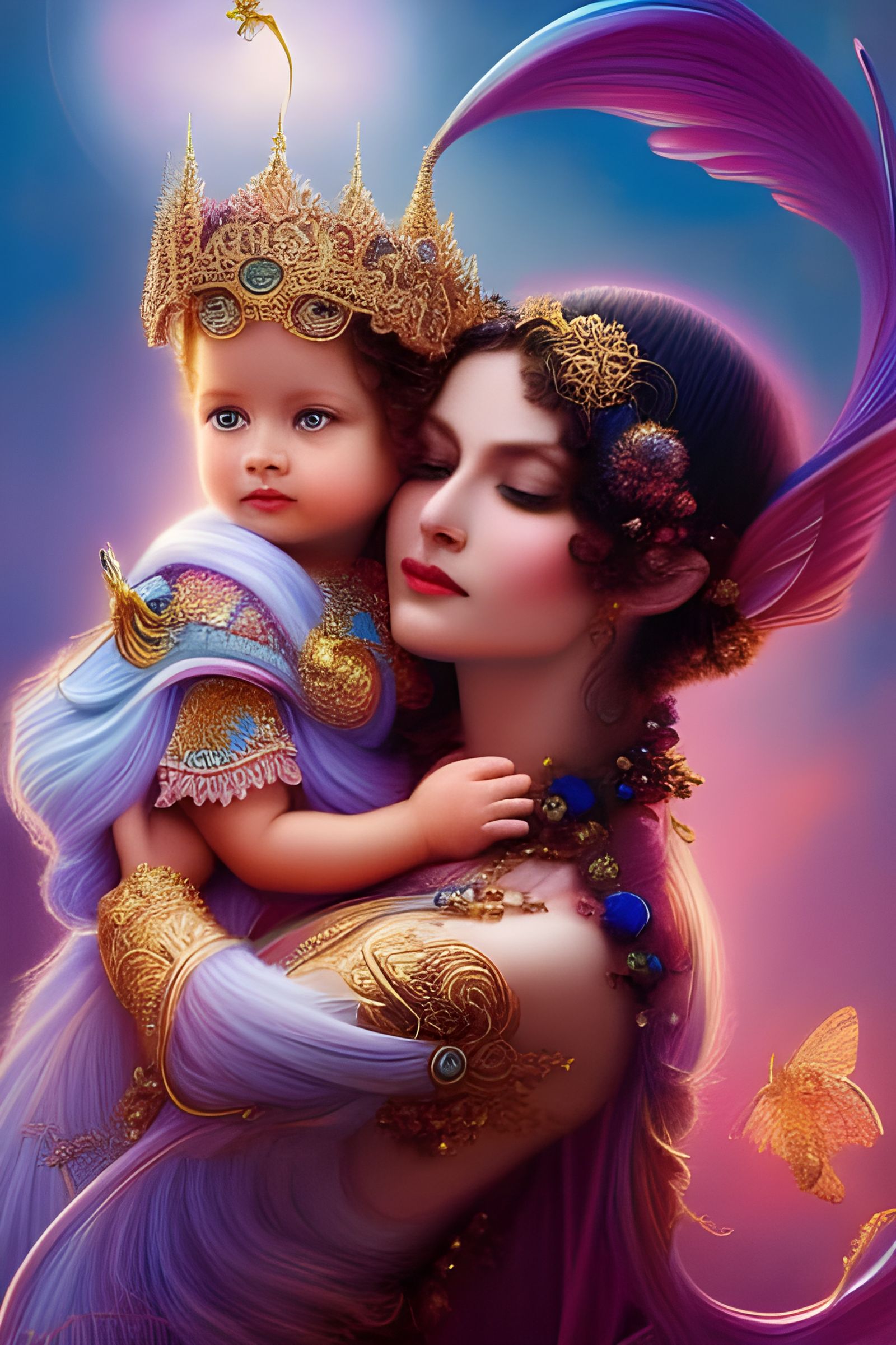 Portrait of Most Beautiful "Mother and Adorable Babe in Arms " - 3890