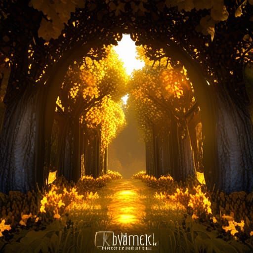 Golden Forest Archway in Autumn Sunlight