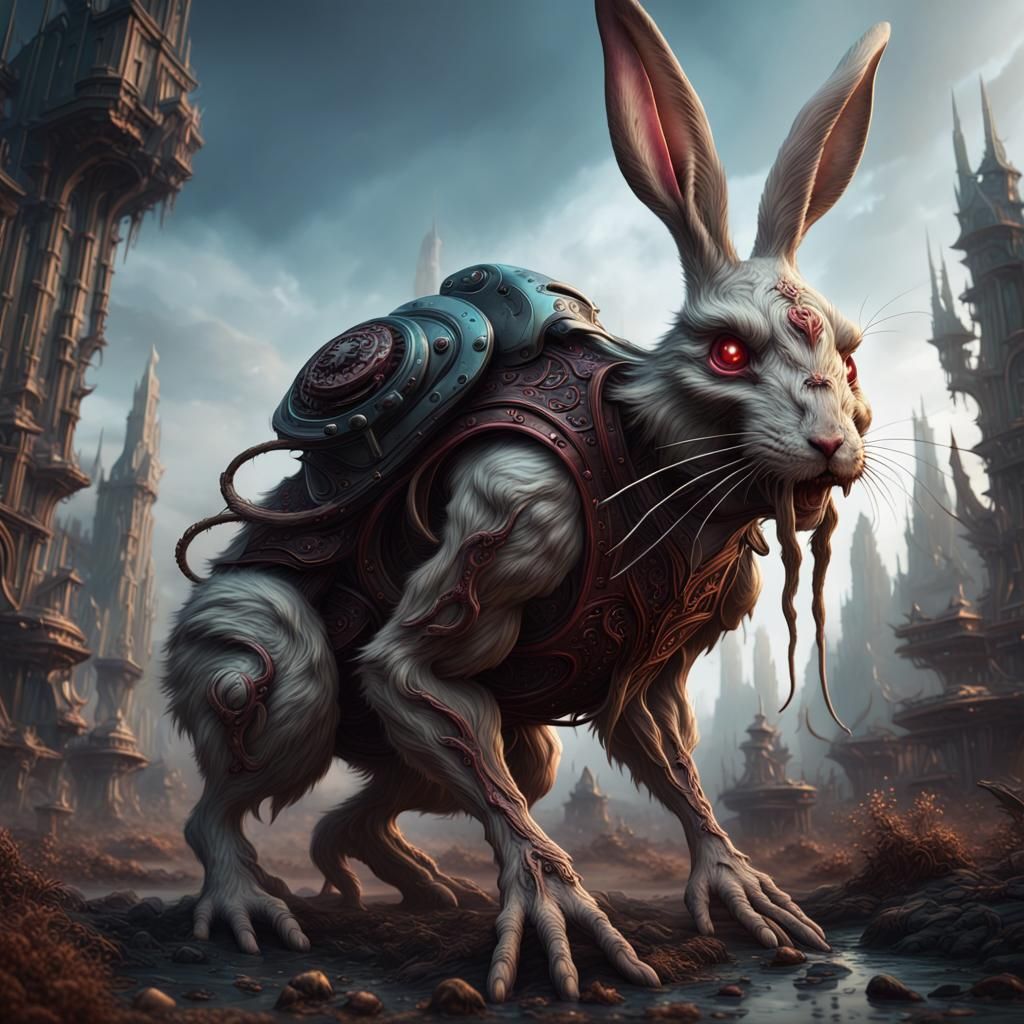 Demonic Extraterrestrial Rabbit in Detailed Matte Painting