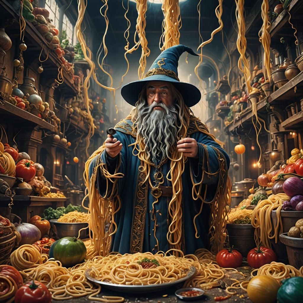 Wizard Creates Spaghetti: Digital Matte Painting