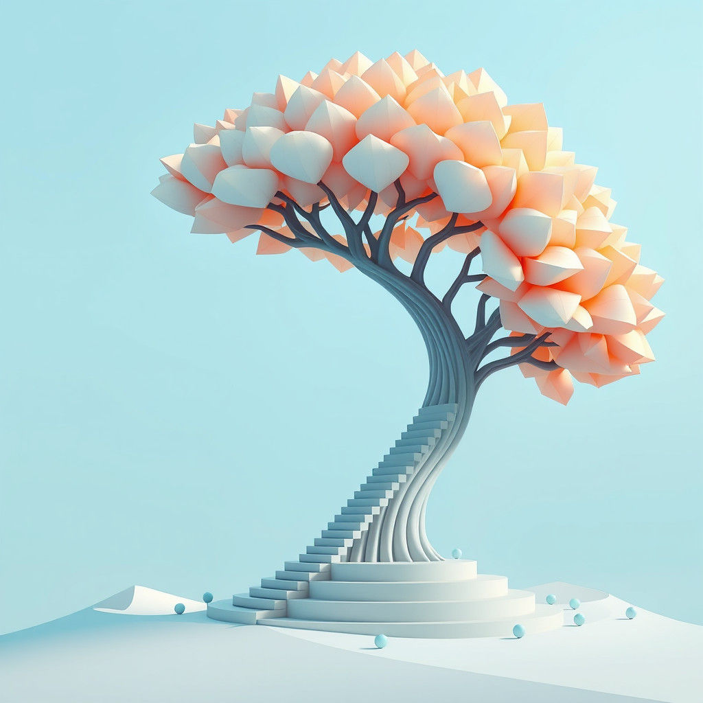 Abstract Tree in Paul Klee Painting Style