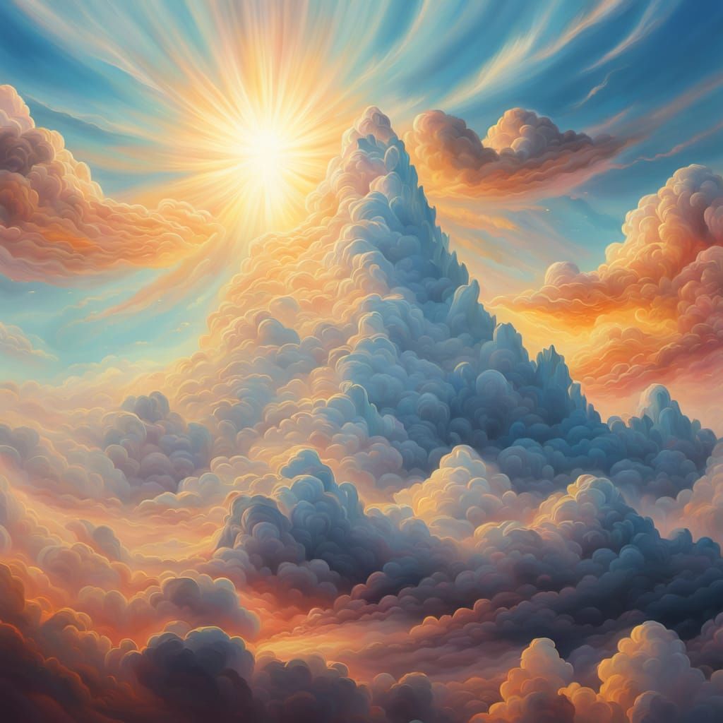 Surreal Soul Ascends to Sky in Vibrant Oil Painting