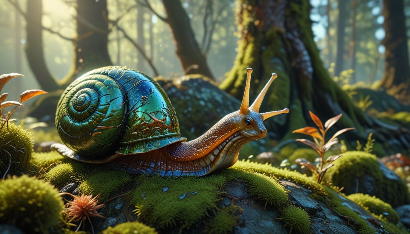 Whimsical Leprechaun on Iridescent Snail in Vibrant Oil Pain...