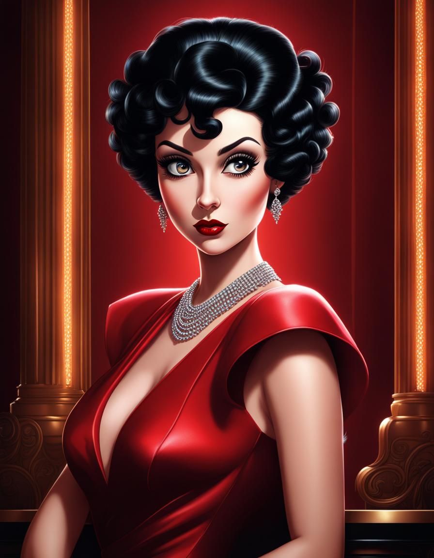 Betty Boop Inspired Cartoon Lady in 2D Game Art
