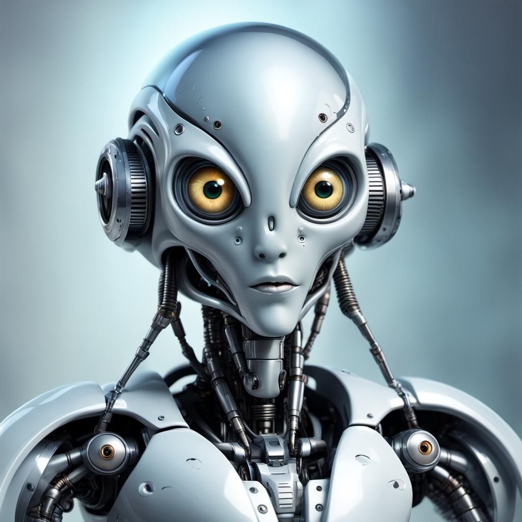 Cartoon Alien Robot in Full View