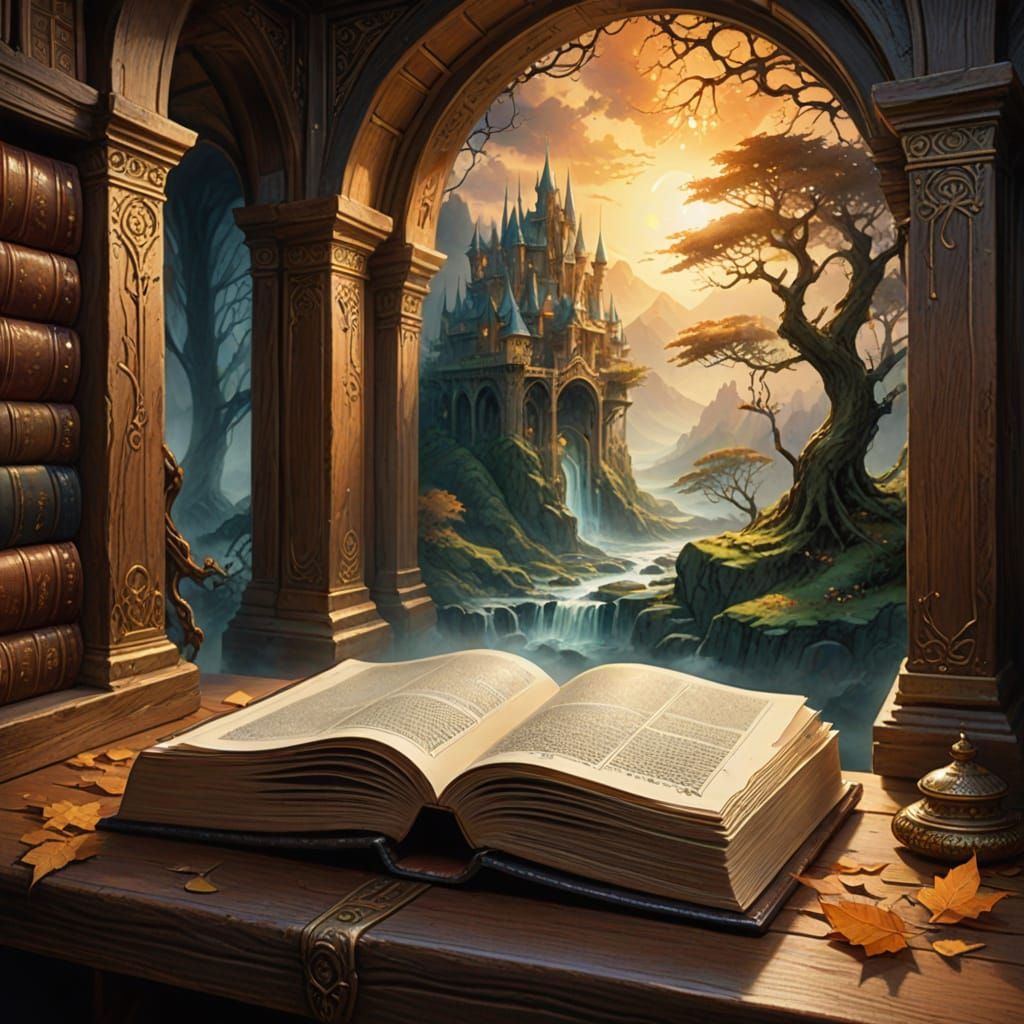 Golden Portal to a Whimsical Fantasy World