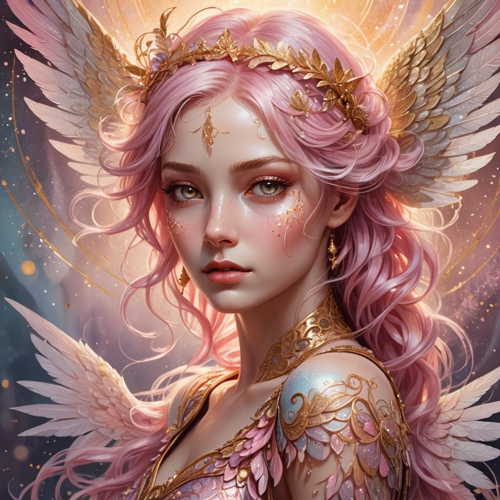 Glittering Muse Portrait in Art Nouveau Style