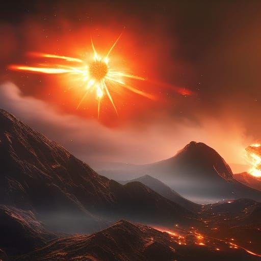 Meteorites Ignite the Night Sky in Cinematic Painting