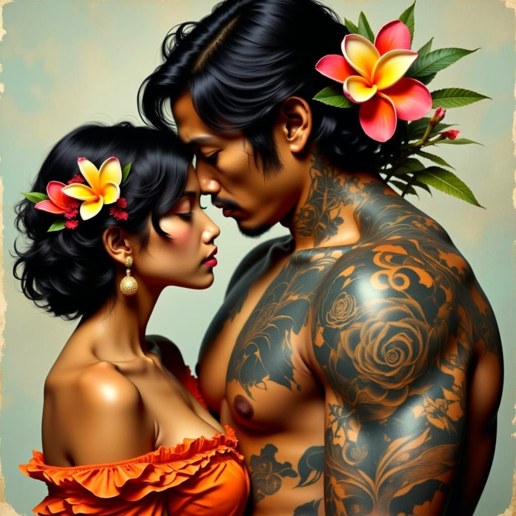 Tender Polynesian Lovers in Intimate Portrait