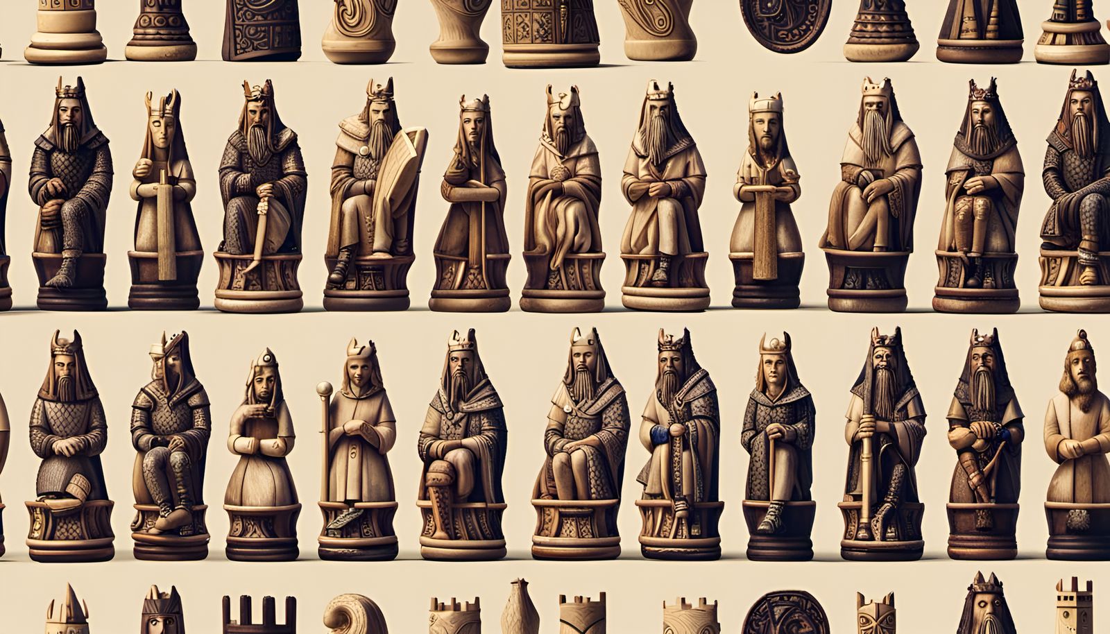 Lewis Chessmen on Board: Medieval Ivory Figurines