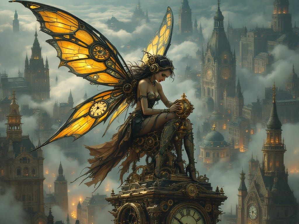 Steampunk Fairy Reigns Over Victorian Cityscape