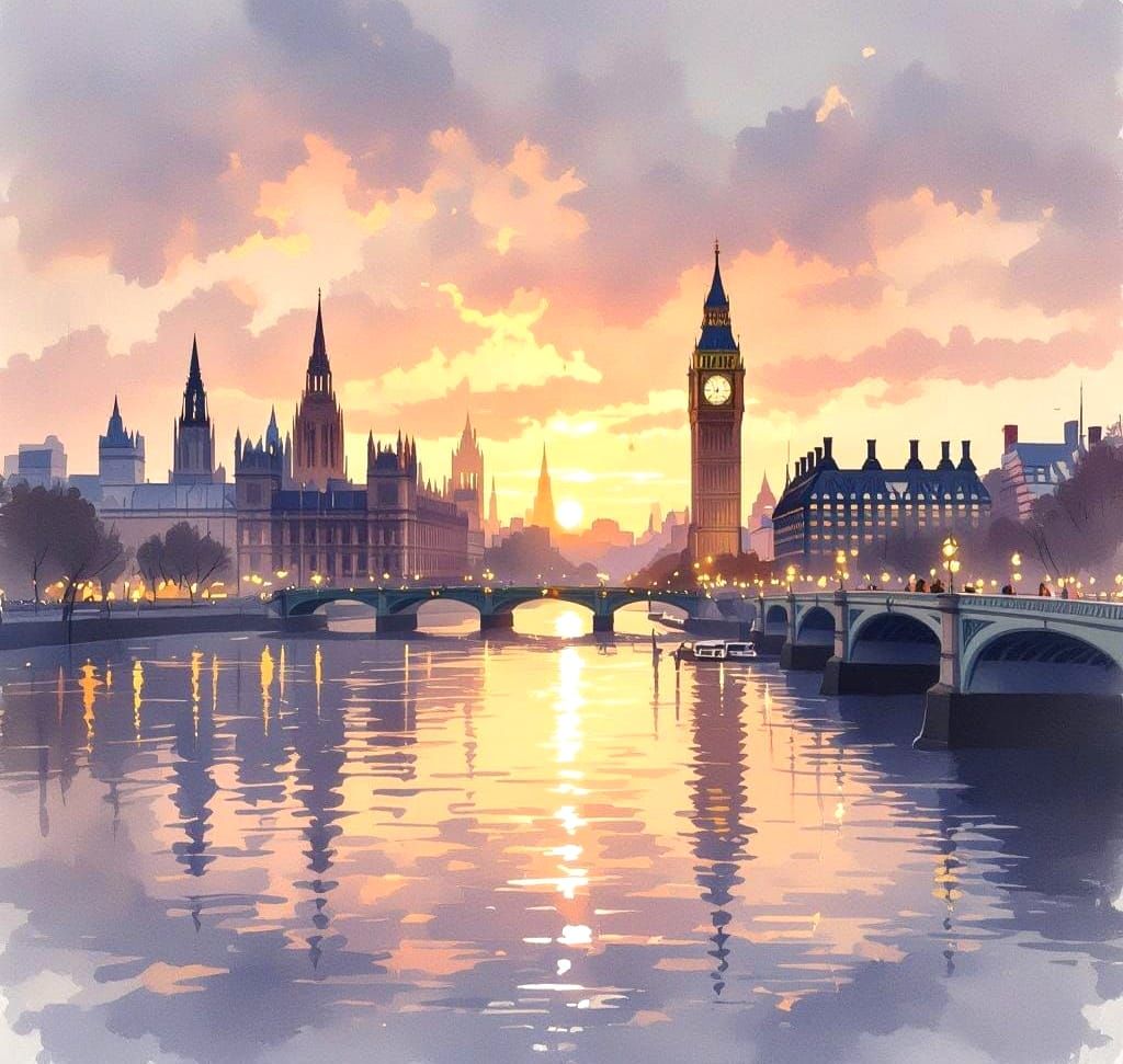 Victorian London in Soft, Impressionist Watercolours