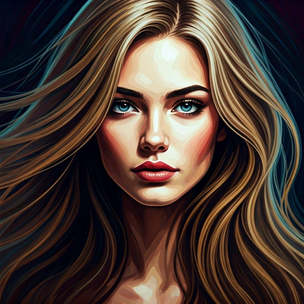 Abstract Feminine Portrait of Beautiful Woman