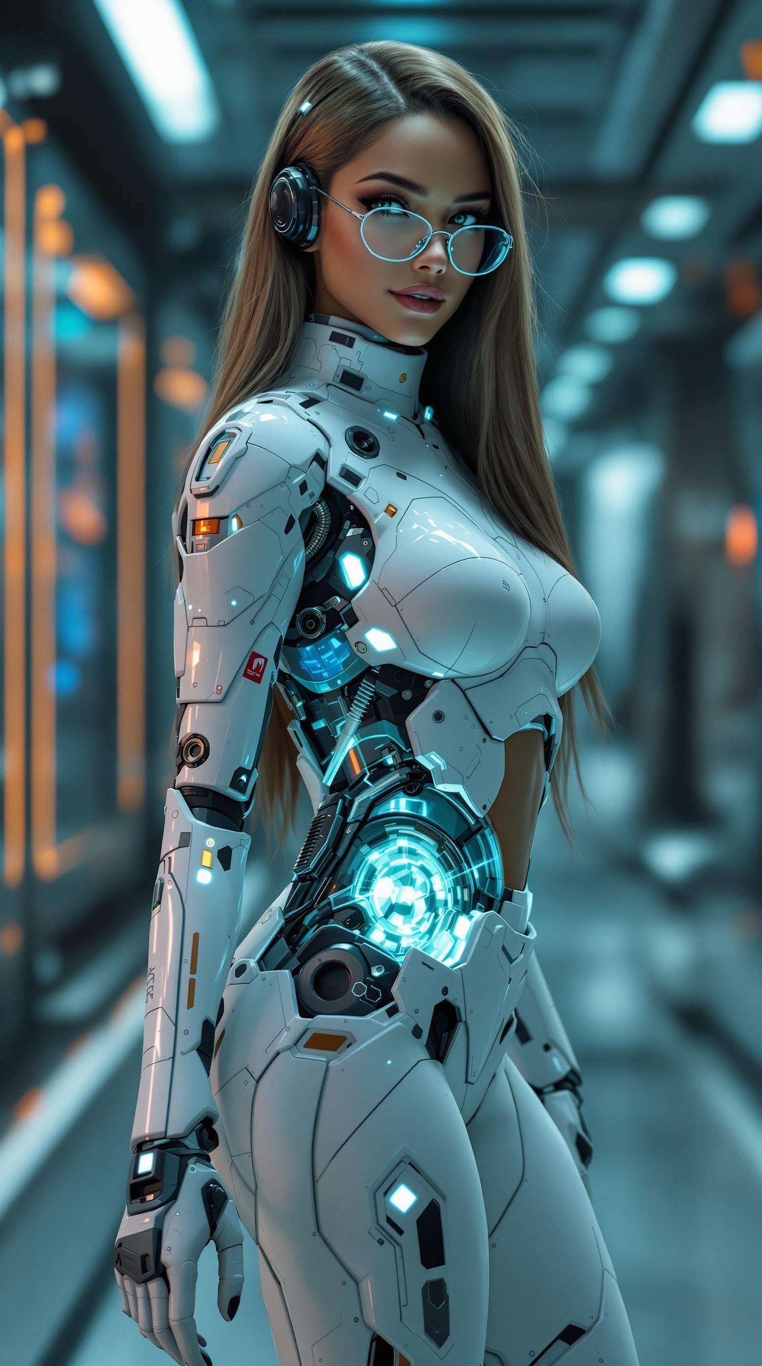 Detailed Female Cyborg Portrait in Cyberpunk Style