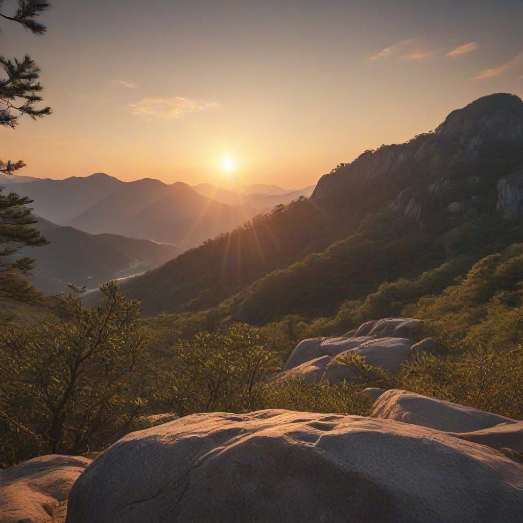 Majestic Sunset Over Woraksan National Park, South Korea