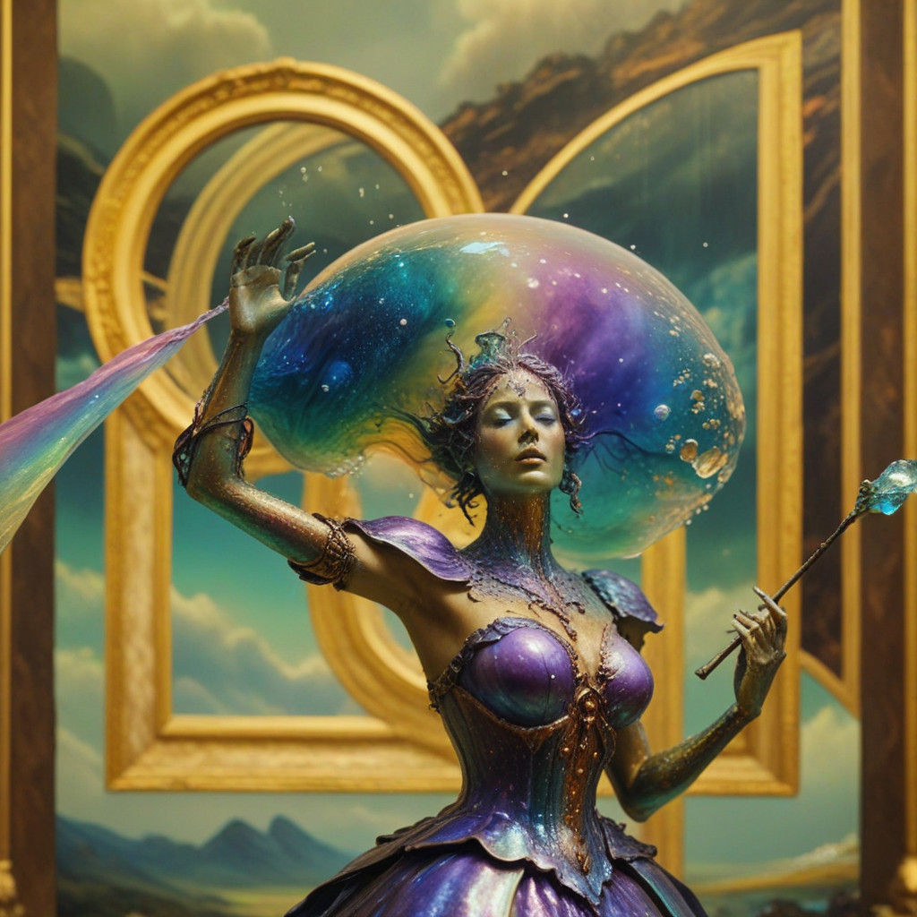 Ethereal Figure in a Vibrant Dream Landscape