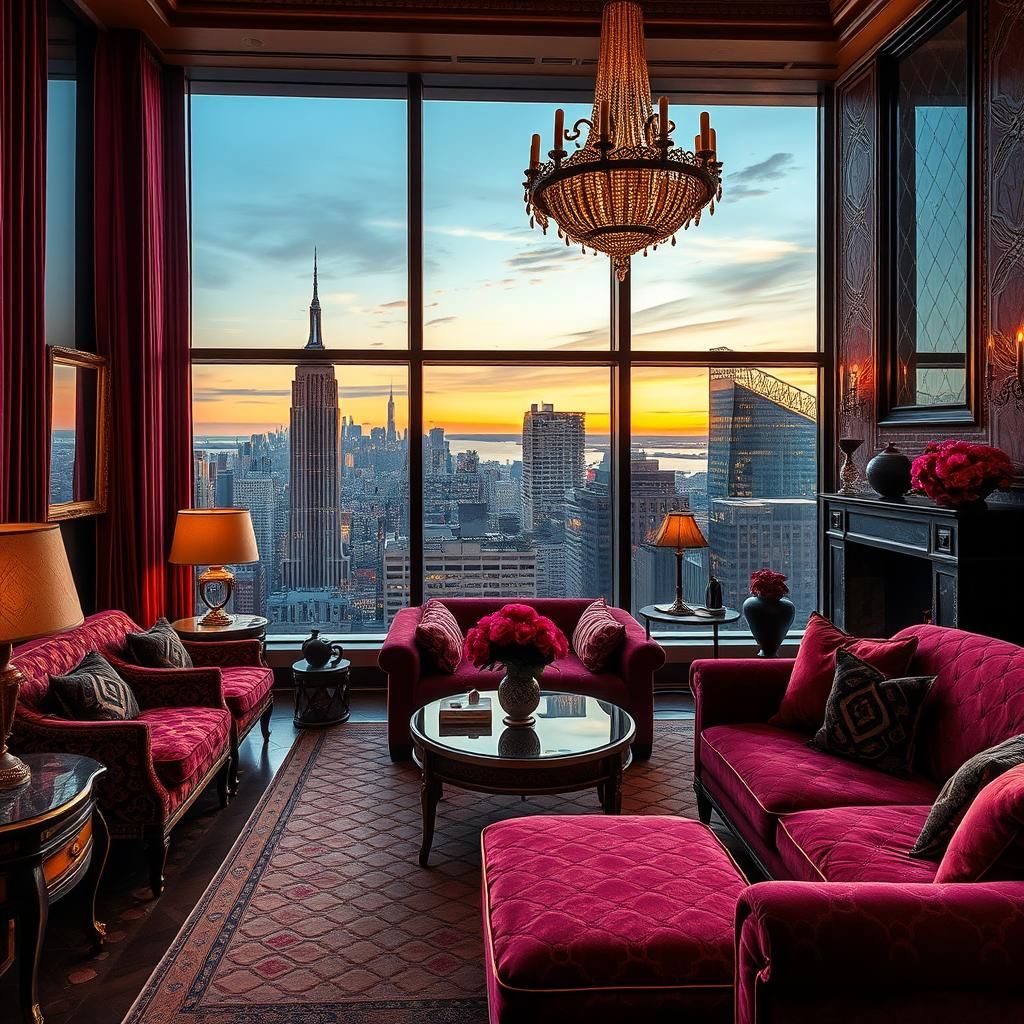 Opulent Penthouse Interior with City View
