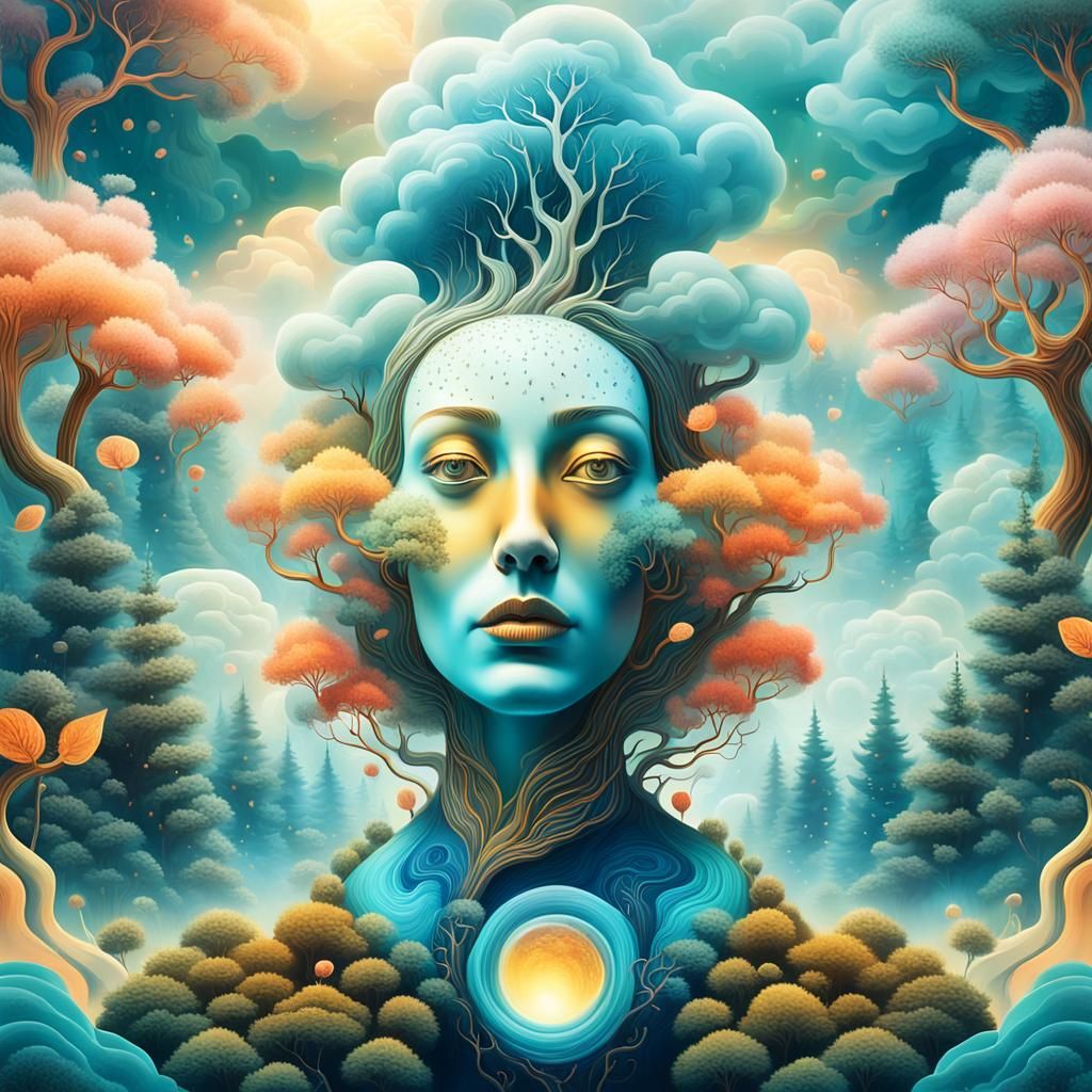 Surreal Animal-Nature Hybrid Portrait in Dreamlike Style