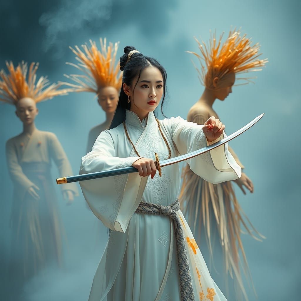 Zhang Ziyi Sword Practice in Contemporary Style