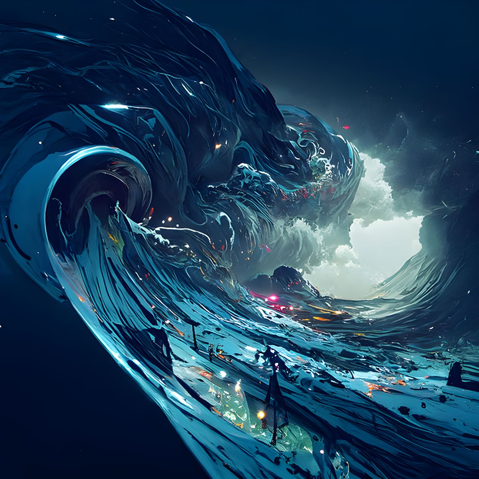 Ocean Maelstrom Digital Illustration in Hyperrealism