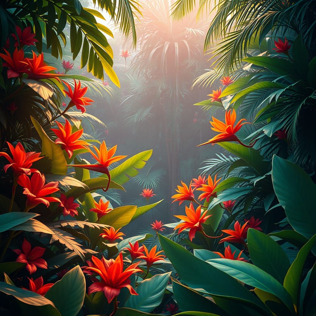 Exotic Tropical Jungle with Volumetric Lighting