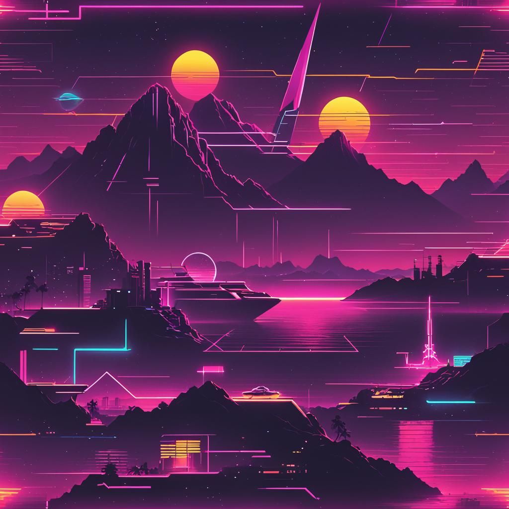 Synthwave Horizon with Neon Retro Style