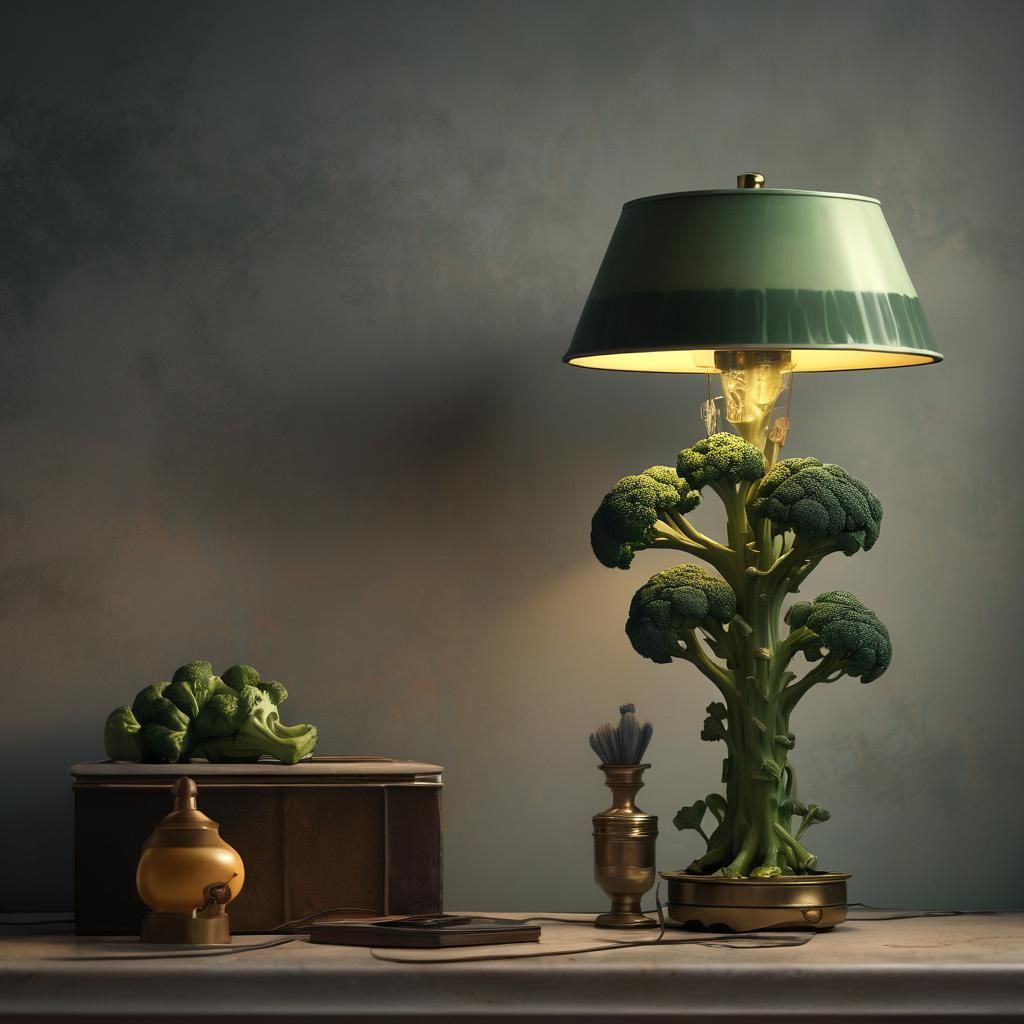 A gorgeous lamp made from broccoli for a console table