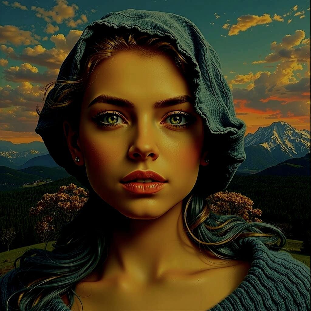 Surreal Landscape with Golden Trees and Vibrant Colors