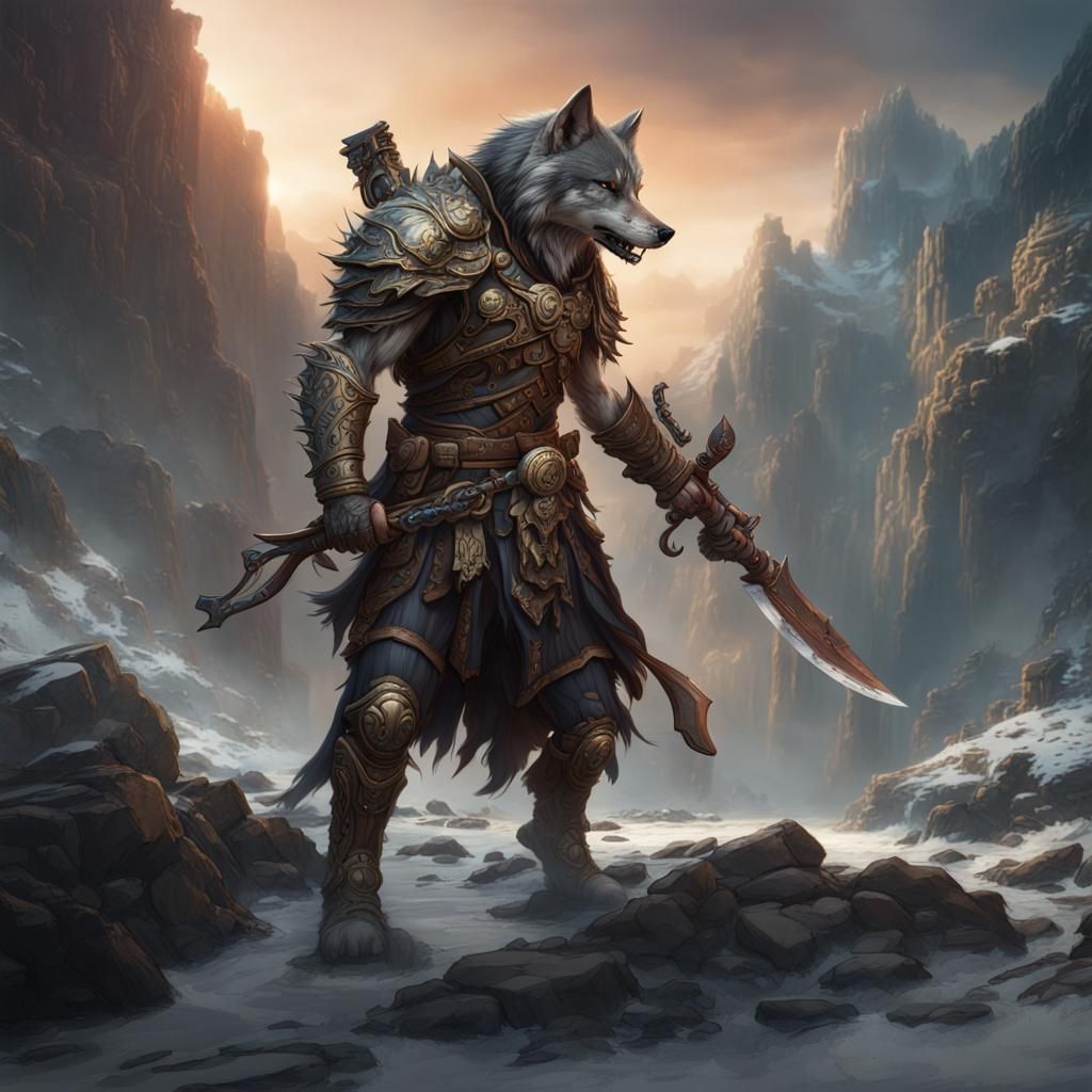 Fantasy Wolf Warrior Concept Art in Deep Color
