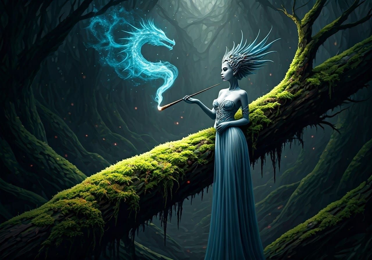 Serpentine Dragon Smoker in Dramatic Lighting