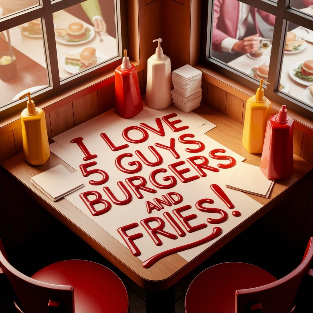 Charming Burger Joint Sign in Vibrant Ketchup