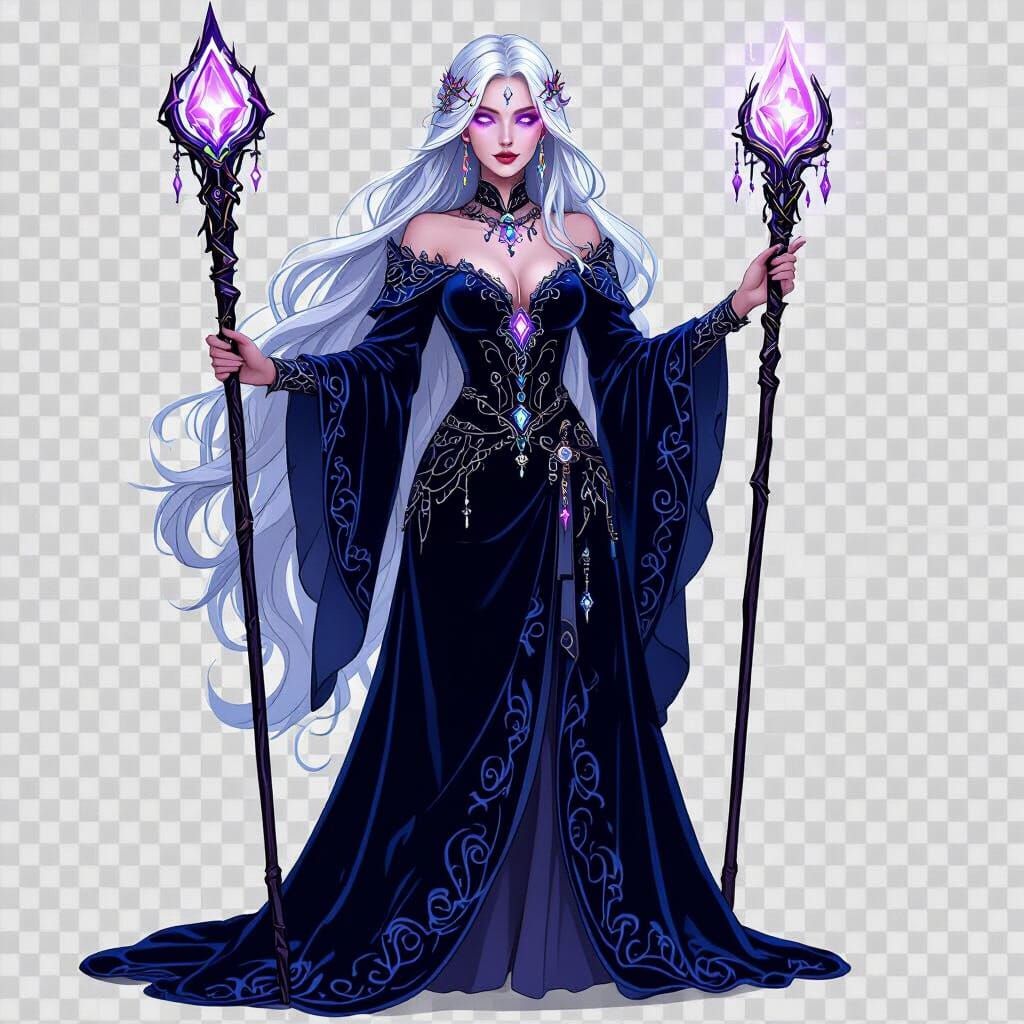 Magical Tavern Patron with Silver Hair and Violet Eyes