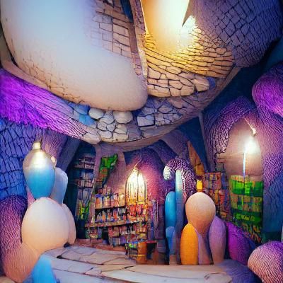 Magic Store in Fairy City: 3D Artstation Style