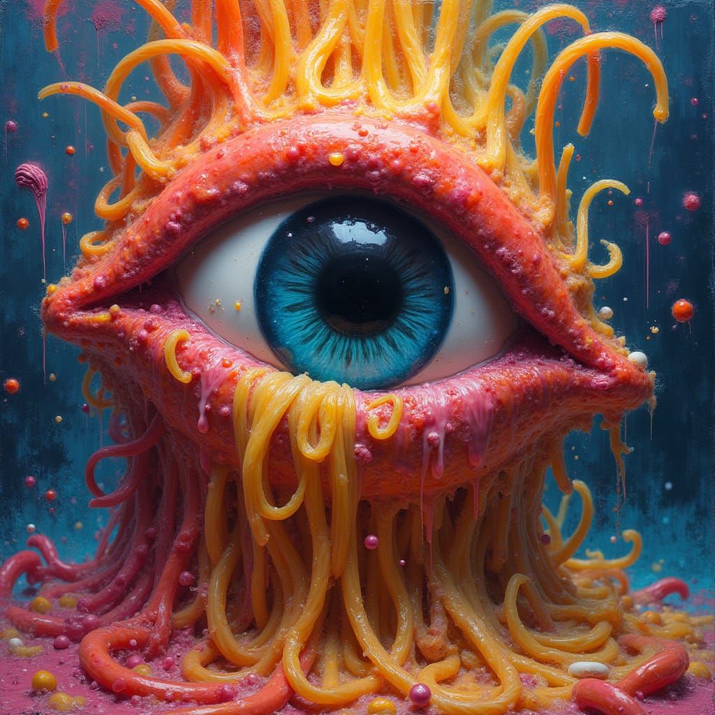 Playdough Eyeball Art in Neo-Expressionist Style