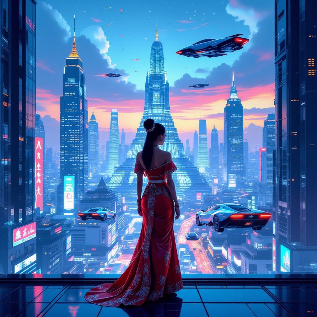 Futuristic Bangkok: Thai Tradition Meets Cyberpunk