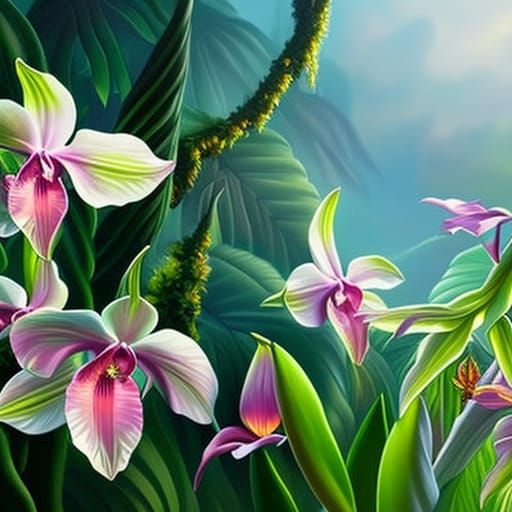 Glowing Crystal Orchids in Hyperrealistic Splash Art