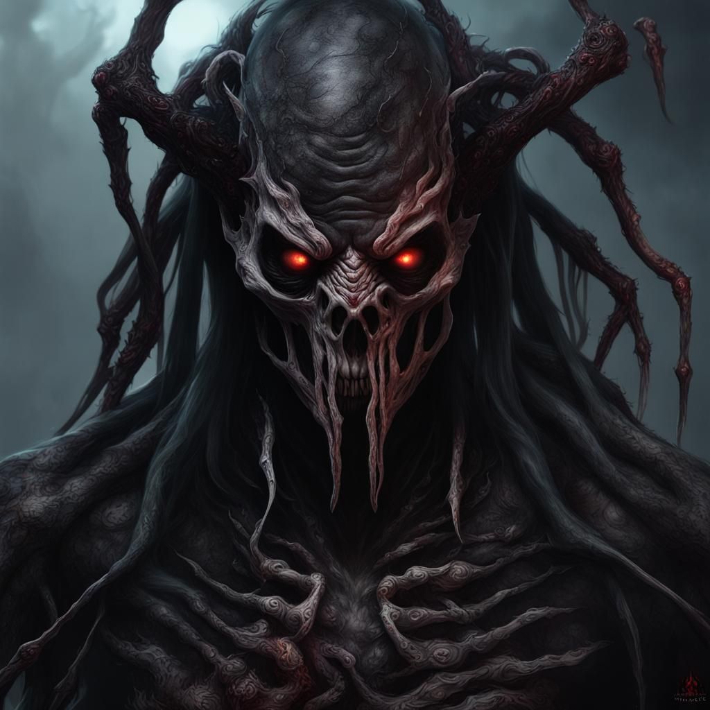 Cursed Undead Predator Portrait in Surrealist Style