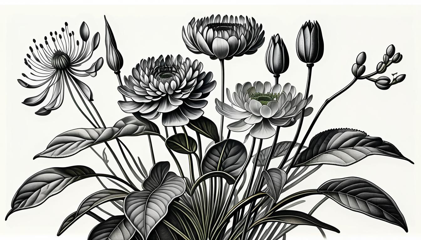 Botanical Ink Drawing: Delicate Plant Life Art