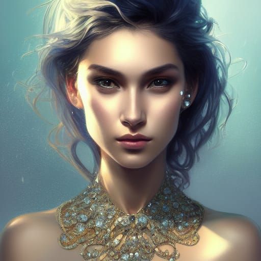 Crystalline Portrait in Hyperdetailed Digital Art Style