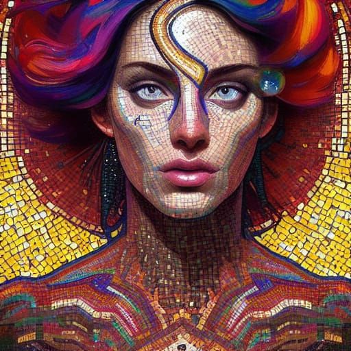 Intricate Mosaic Face Portrait in 8K