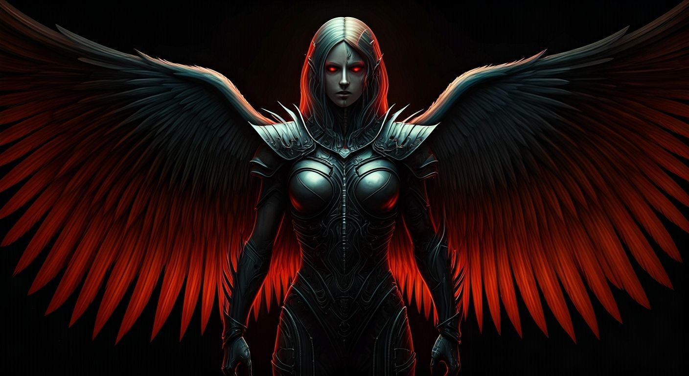 Angelic Demonic Figure in Biomechanical Fantasy Style