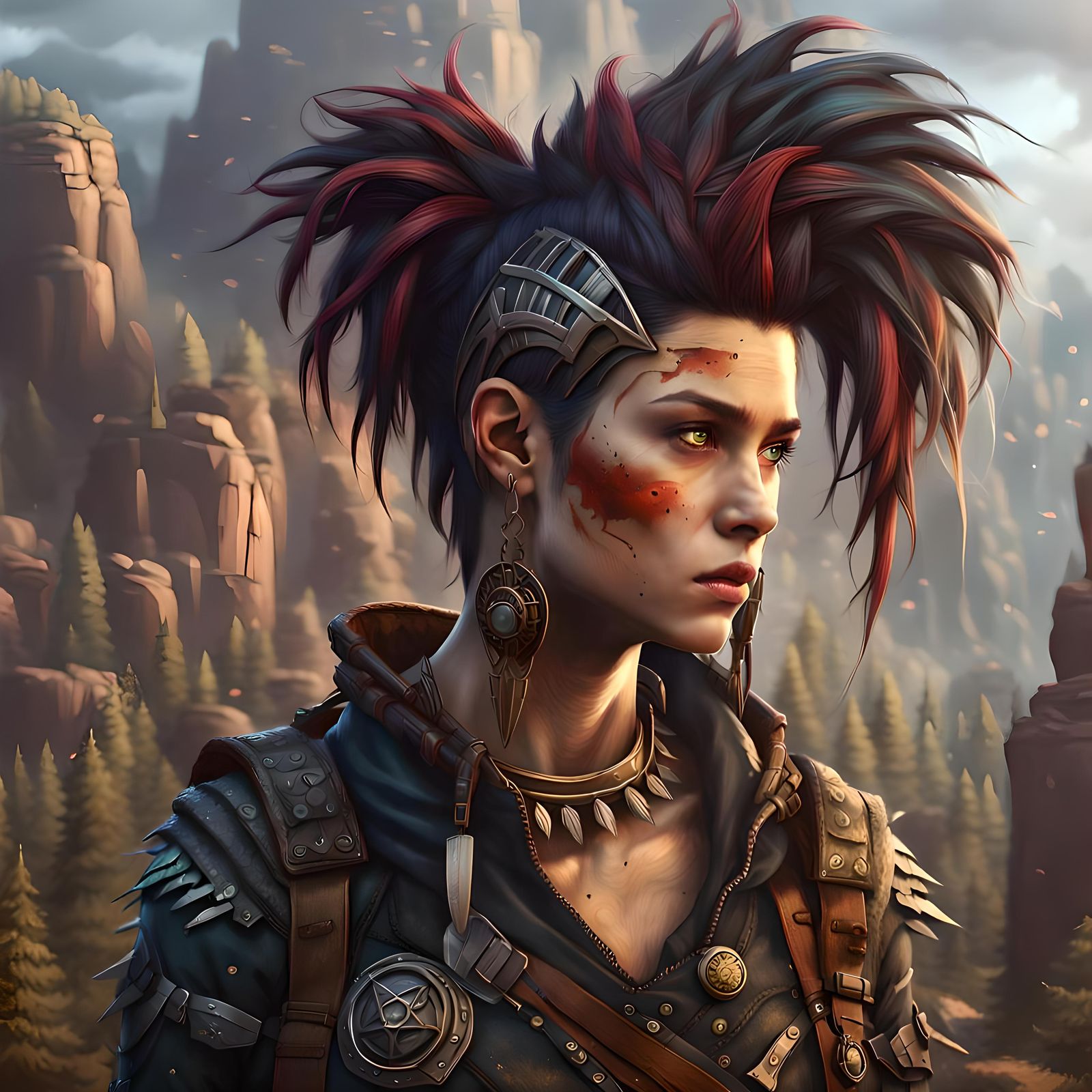 Grimly Determined Tomboy with Mohawk Hairstyle