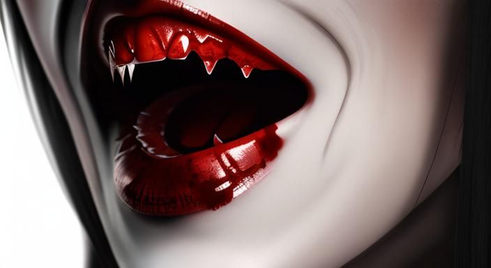 Hungry Vampire with Bloody Fangs, Cel Shading Art