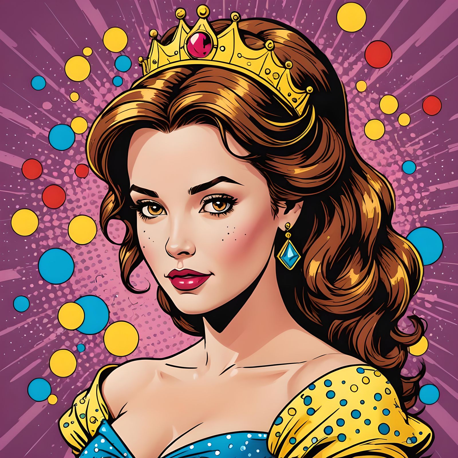 Princess Belle in Dotted Pop Art Style