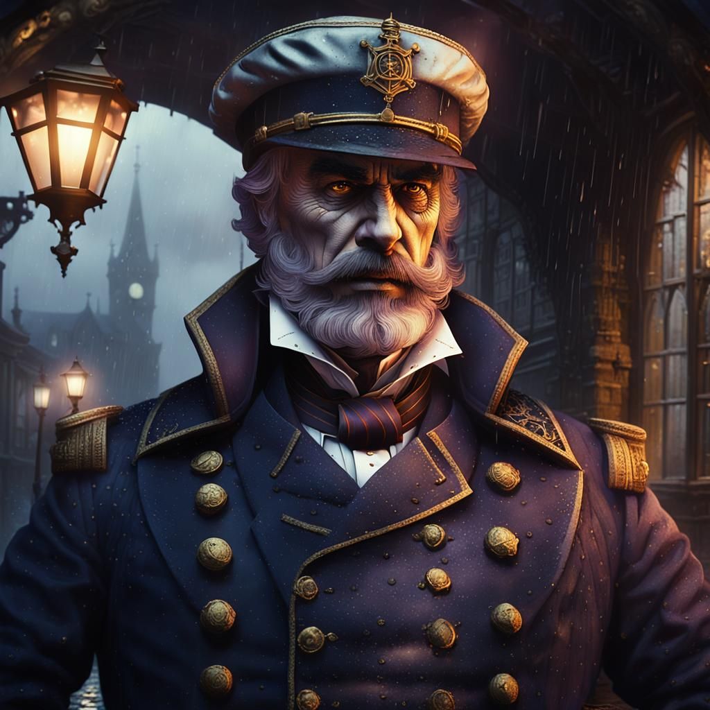 Victorian Vampire Ship Captain in Dark Fantasy Style