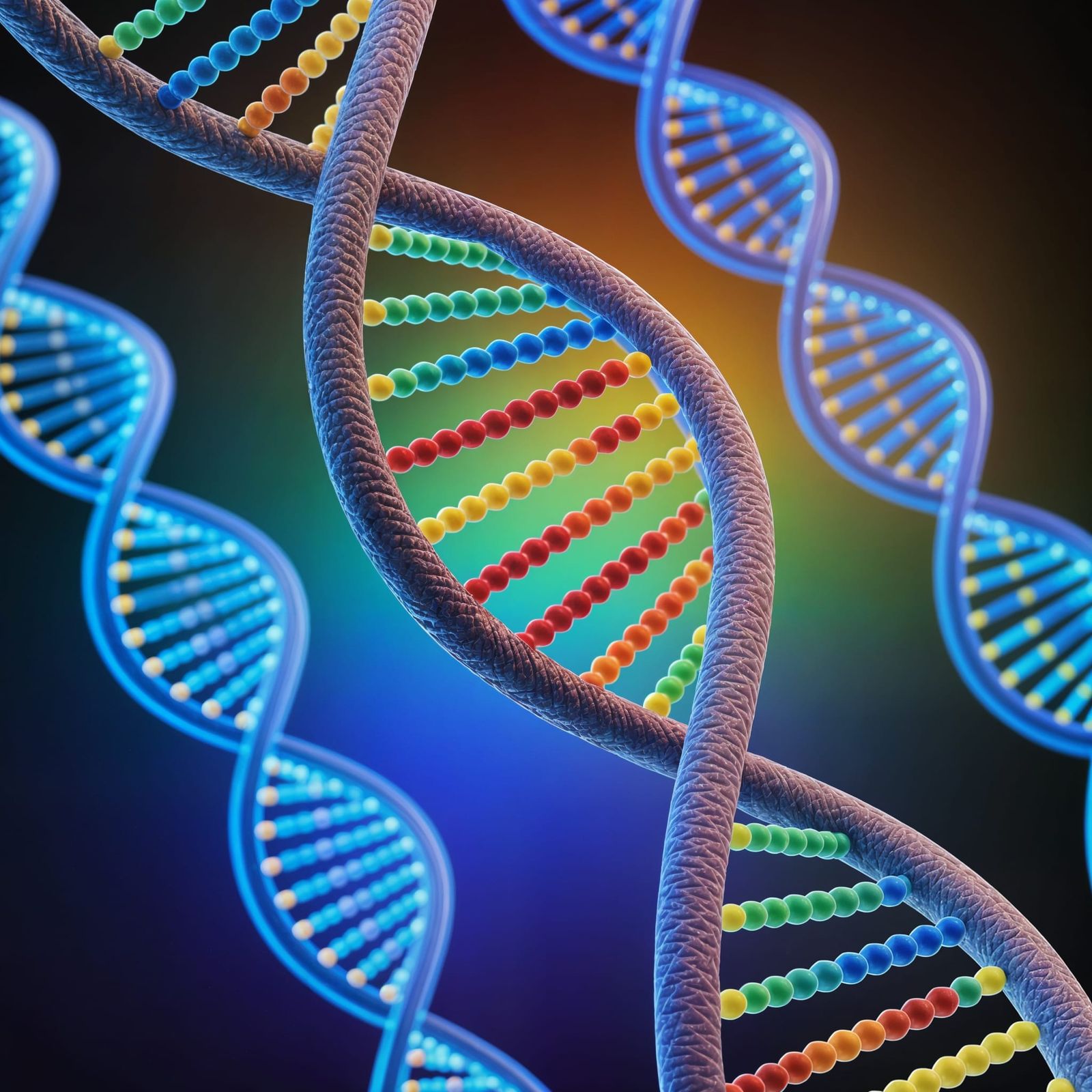 Detailed DNA Molecule with Glowing Phosphate Groups