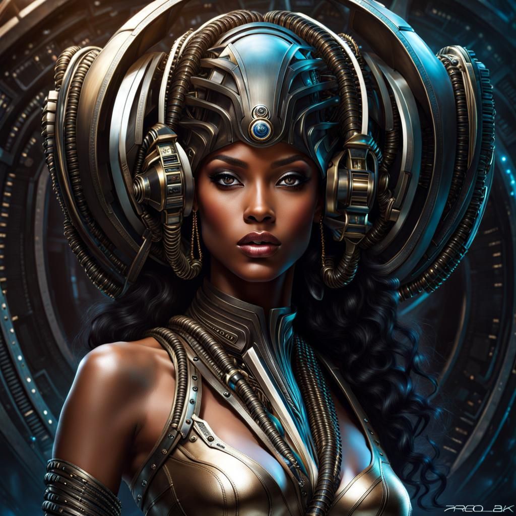 Beautiful Afroamerican IT Specialist in Lingerie